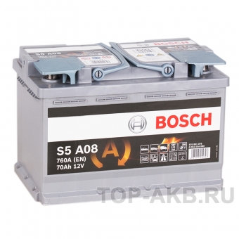 Аккумулятор автомобильный Bosch S5 AGM Start-Stop 70R (760A 278x175x190) A08