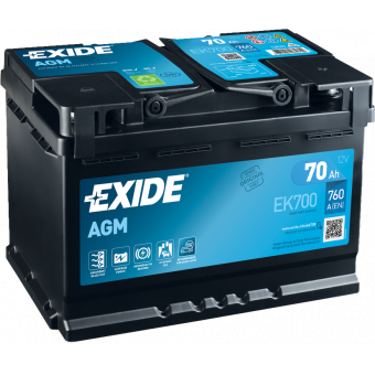 Аккумулятор автомобильный Exide Start-Stop AGM 70R (760А 278x175x190) EK700