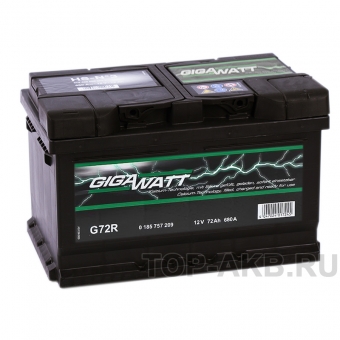 Аккумулятор автомобильный Gigawatt 72R 680A (278x175x175)