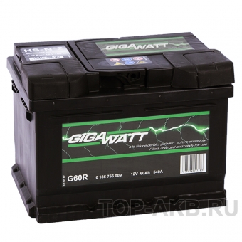 Аккумулятор автомобильный Gigawatt 60R низкий 540A (242x175x175)