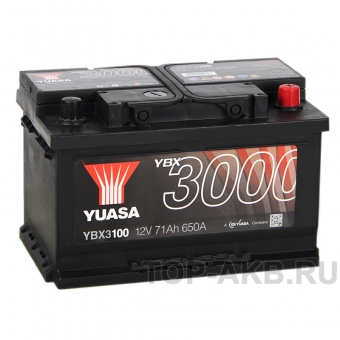 Аккумулятор автомобильный YUASA YBX3100 71 Ач 650А обр. пол. (278x175x175) низк.