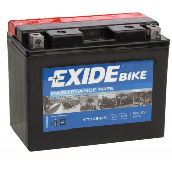 Мотоциклетный аккумулятор Exide AGM сухозаряж. ET12B-BS 12V 10Ah 160A (150x70x130) прям. пол.