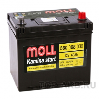 Аккумулятор автомобильный Moll Kamina Start Asia 60R 390A (230x170x225)