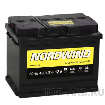 Аккумулятор автомобильный Nordwind 60L 480А 242x175x190