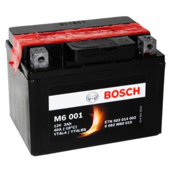 Мотоциклетный аккумулятор Bosch Moto AGM 3 Ач 40А (114x71x86) M60010 обратная пол.