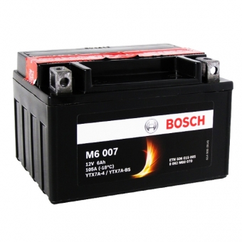 Мотоциклетный аккумулятор Bosch Moto AGM 6 Ач 105А (151x88x94) M60070 прямая пол.
