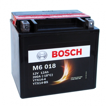Мотоциклетный аккумулятор Bosch Moto AGM 12 Ач 200А (152x88x147) M60180 прямая пол.