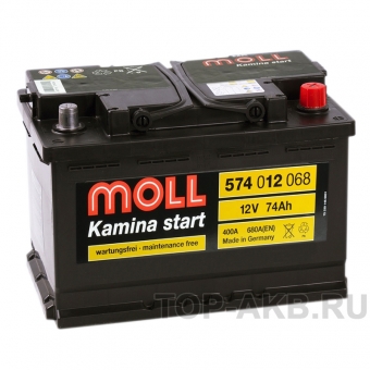 Аккумулятор автомобильный Moll Kamina Start 74R 680A (278x175x190)
