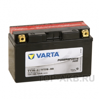 Мотоциклетный аккумулятор VARTA Powersports AGM YT7B-4/YT7B-BS 12V 7Ah 120А (150x66x94) прямая пол. 507 901 012,  сухозар.
