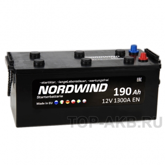 Аккумулятор автомобильный Nordwind 190 евро 1300А 513x223x223