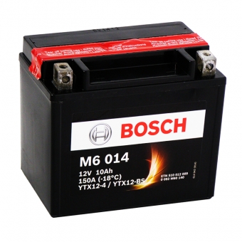Мотоциклетный аккумулятор Bosch Moto AGM 10 Ач 150А (152x88x131) M60140 прямая пол.