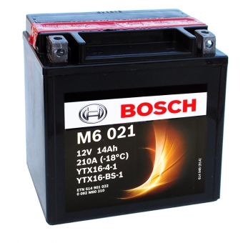 Мотоциклетный аккумулятор Bosch Moto AGM 14 Ач 210А (150x87x161) M60210 прямая пол.