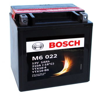 Мотоциклетный аккумулятор Bosch Moto AGM 14 Ач 210А (150x87x161) M60220 прямая пол.
