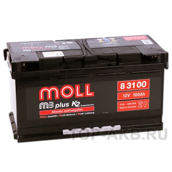 Аккумулятор автомобильный Moll M3plus 100R 850A 353x175x190