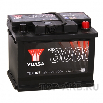 Аккумулятор автомобильный YUASA YBX3027 62 Ач 550А обр. пол. (242x175x190)