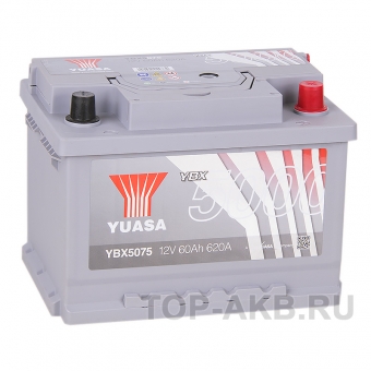 Аккумулятор автомобильный YUASA YBX5075 60 Ач 640А обр. пол. (242x175x175) низк.