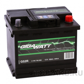 Аккумулятор автомобильный Gigawatt 52R 470A 207x175x175