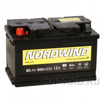 Аккумулятор автомобильный Nordwind 80L 800А 278x175x175