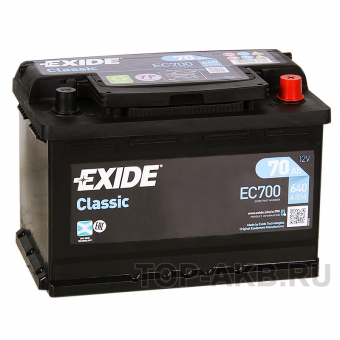 Аккумулятор автомобильный Exide Classic 70R 640A 278x175x190 EC700