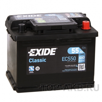 Аккумулятор автомобильный Exide Classic 55R 460A 242x175x190 EC550
