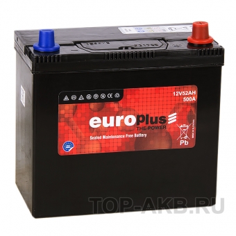 Аккумулятор автомобильный Europlus Asia 52R 500A (237x134x226) 111052