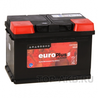 Аккумулятор автомобильный Europlus 75R 680A (278x175x190) 111075
