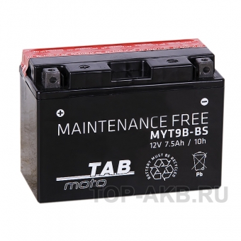 Мотоциклетный аккумулятор TAB Moto Maintenance free MYT9B-BS 12V 8Ah 80A (150x70x105) прям. пол. AGM сухоз.