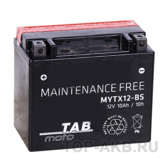 Мотоциклетный аккумулятор TAB Moto Maintenance free MYTX12-BS 12V 11Ah 180A (150х87х130) прям. пол. AGM сухоз.