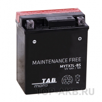 Мотоциклетный аккумулятор TAB Moto Maintenance free MYTX7L-BS 12V 6Ah 85A (113x70x130) обр. пол. AGM сухоз.