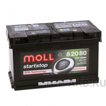 Аккумулятор автомобильный Moll EFB 80R Start-Stop 800A 315x175x190