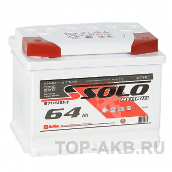 Аккумулятор автомобильный SOLO 64R (570A 242x175x190)
