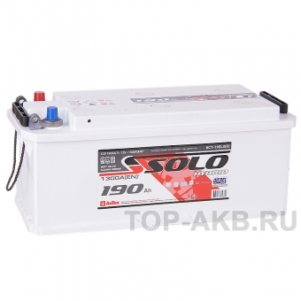 Аккумулятор автомобильный SOLO 190 евро (1300A 514х218х217) конус+болт