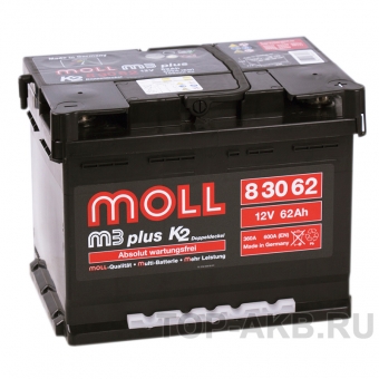 Аккумулятор автомобильный Moll M3plus 62R 600A 242x175x190