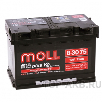 Аккумулятор автомобильный Moll M3plus 75R 680A 276x175x190