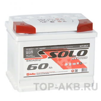 Аккумулятор автомобильный SOLO 60L (540A 242x175x190)