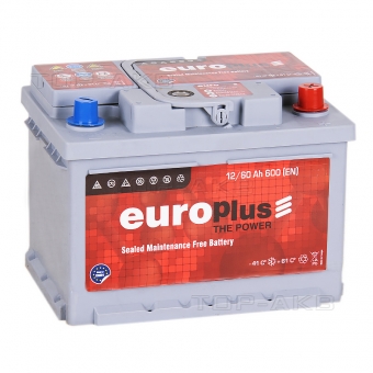 Аккумулятор автомобильный Europlus 60R низкий (600A 242x175x175)