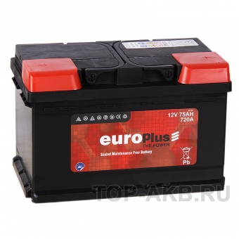 Аккумулятор автомобильный Europlus 75R низкий (720A 278x175x175)