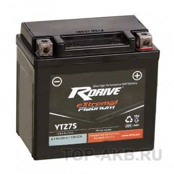 Мотоциклетный аккумулятор RDrive YTZ7S 12V 6Ah 130А обр. пол. AGM (113x70x105) eXtremal PLATINUM