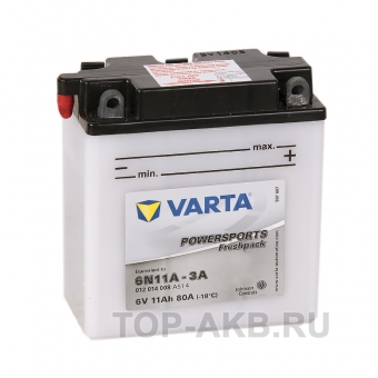 Мотоциклетный аккумулятор VARTA Powersports Freshpack 6N11A-3A 6V 11 Ач 80А (122x61x135) обр. пол. 012 014 008, сухозар.