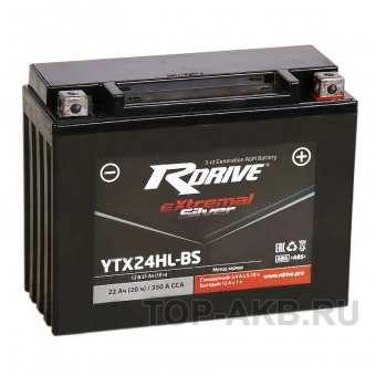 RDrive YTX24HL-BS 12V 21Ah 350А обр. пол. AGM сухозаряж. (205x87x162) eXtremal SILVER