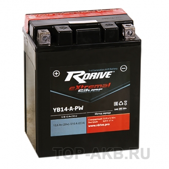 RDrive YB14-A-PW 12V 12Ah 210А прям. пол. AGM сухозаряж. (134x90x164) eXtremal SILVER