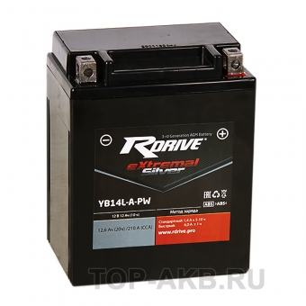 RDrive YB14L-A-PW 12V 12Ah 210А обр. пол. AGM сухозаряж. (134x90x166) eXtremal SILVER