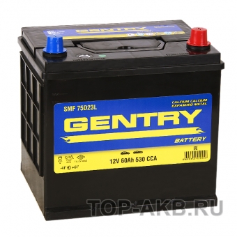 Автомобильный аккумулятор Gentry 75D23L (60R 530A 230x173x225)