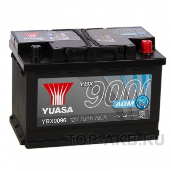 Аккумулятор автомобильный YUASA YBX9096 70 Ач 760А обр. пол. (278x175x190) AGM