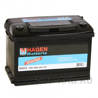Аккумулятор автомобильный Hagen 57413 74L 680A 278x175x190