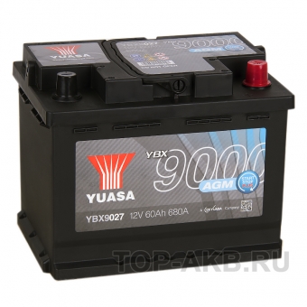 Аккумулятор автомобильный YUASA YBX9027 60 Ач 680А обр. пол. (242x175x190) AGM