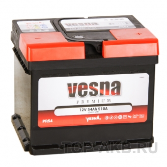 Аккумулятор автомобильный Vesna Premuim 54R низкий (510A 207x175x175) 415254 55401