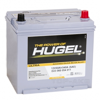 Аккумулятор автомобильный Hugel Ultra Asia 60R 540A (232x173x227) D23 060 054 011