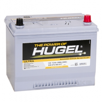 Аккумулятор автомобильный Hugel Ultra Asia 72R 600A (260x173x227) D26 072 060 017