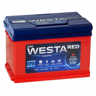 Аккумулятор автомобильный Westa RED EFB 74L 710A (278x175x190)